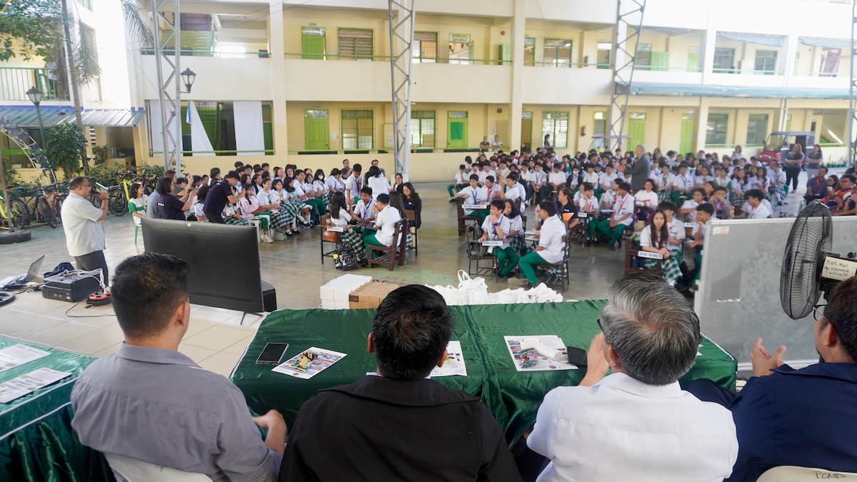 Adopt-a-Ship Quiz Bee 2026 — student participants in the school courtyard